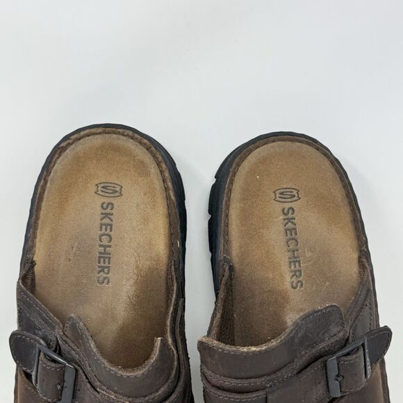Skechers Jammers Platform Sandals Mens 13 Brown Leather Chunky Sole Vintage Y2K - Picture 10 of 16